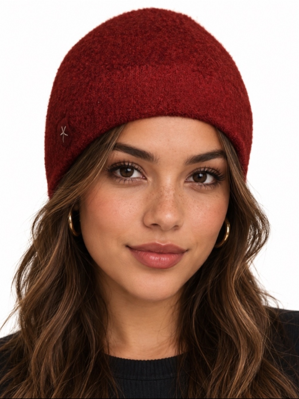 Barefoot Dreams CozyChic Lite Confetti Beanie Crimson Rosewood Burgundy OS